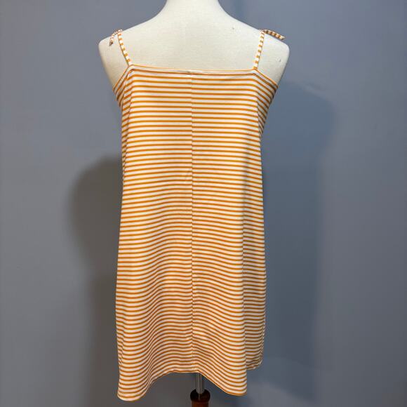 Yellow and White Striped Mini Dress tie shoulder spaghetti strap, size S - Picture 4 of 7